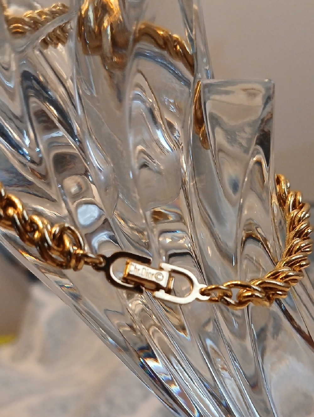 Christian Dior Gold Plated Spiral Chain Bracelet 7.25 C O A - Picture 10 of 12